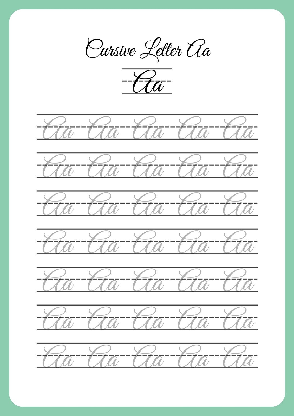 Printable Cursive Writing Alphabet Worksheets