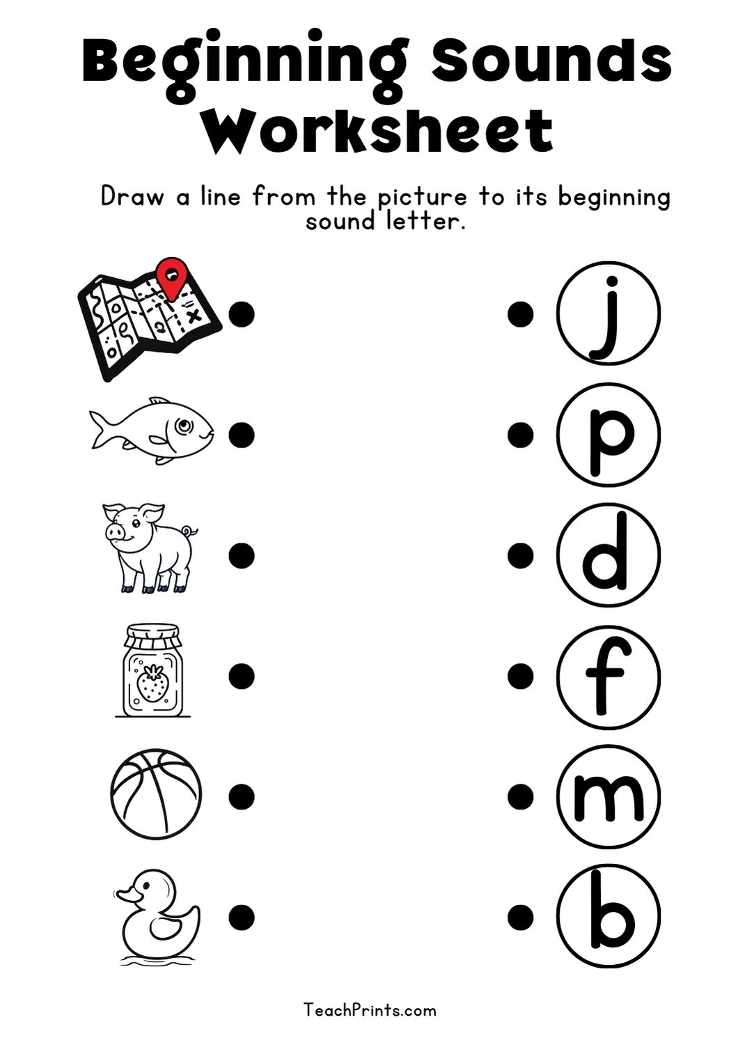 Free Beginning Sounds Worksheets Teach Prints