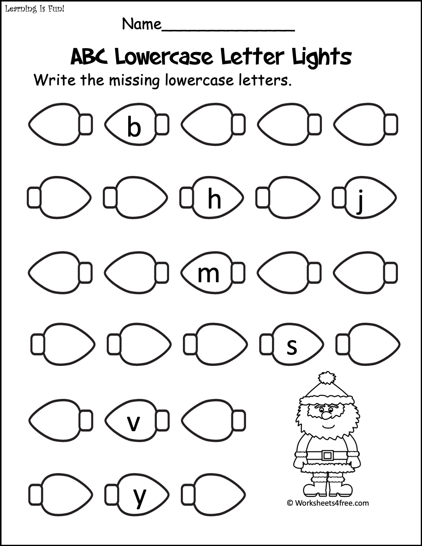 Free Christmas Lowercase Letter Writing Printable Worksheets4Free