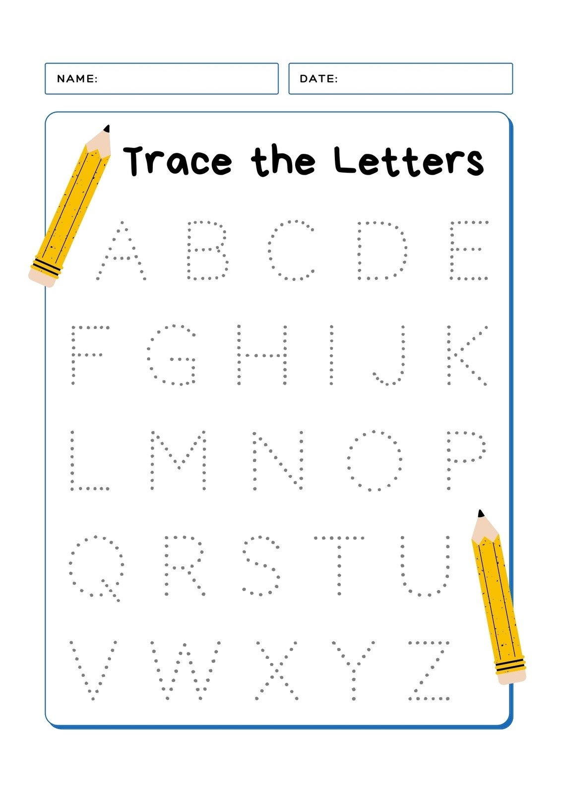 Dotted Alphabet Tracing Worksheets