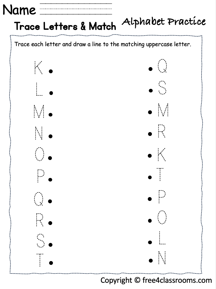 Preschool Worksheets Matching Alphabets