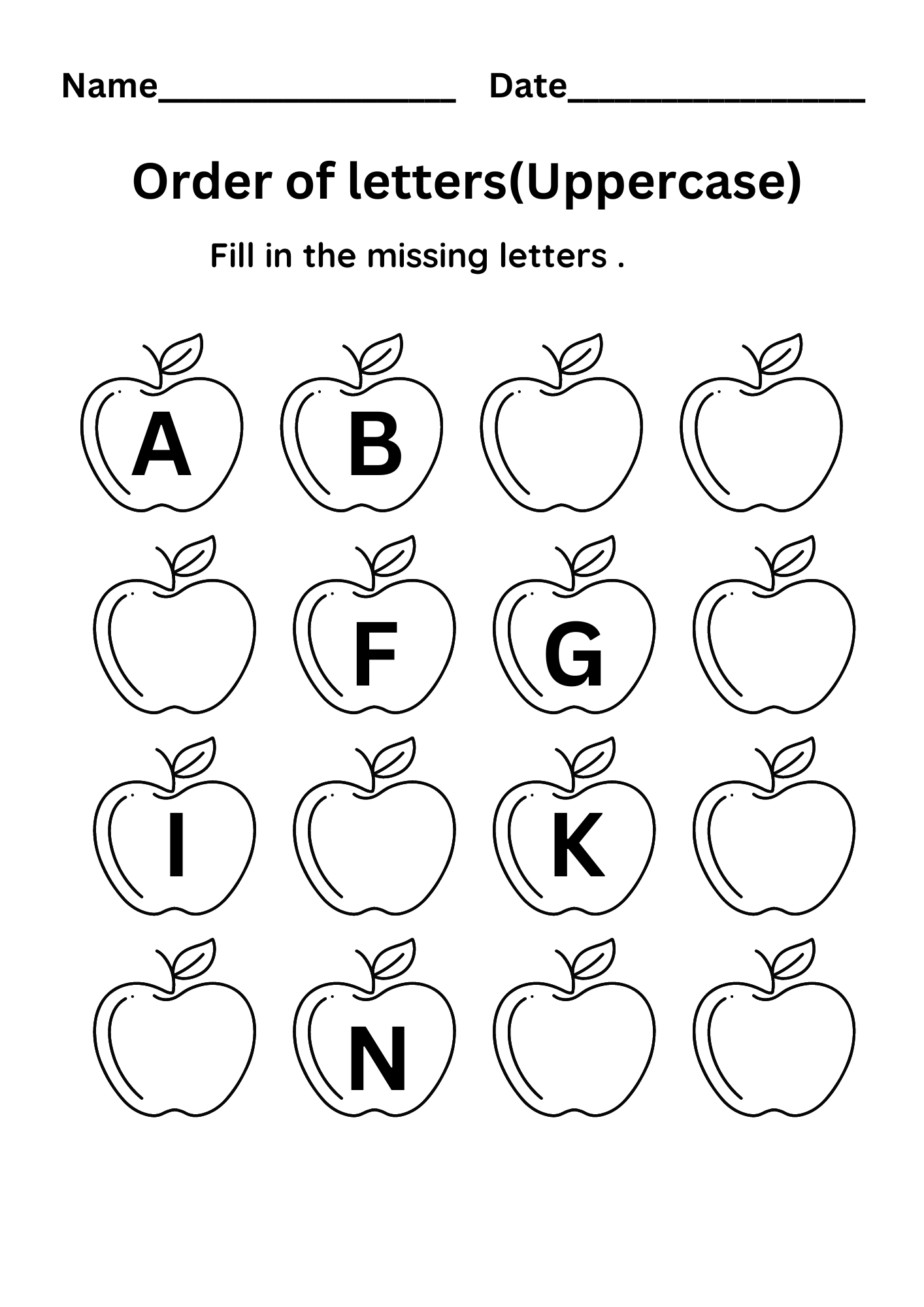 Free Missing Alphabetical Letters Worksheets