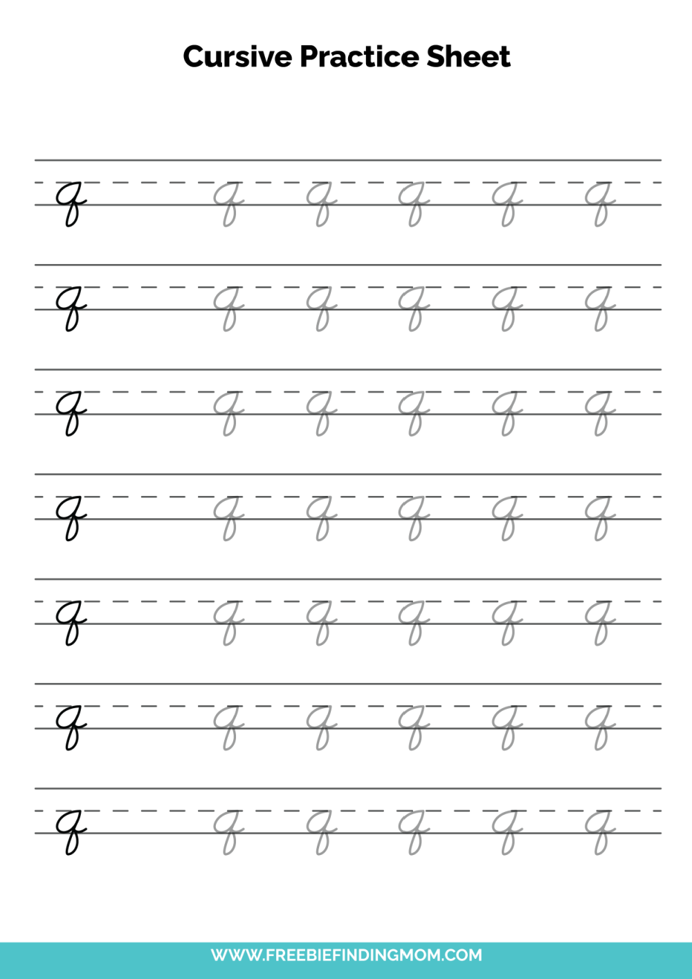 Free Printable Cursive Alphabet Practice Sheets Lowercase Q