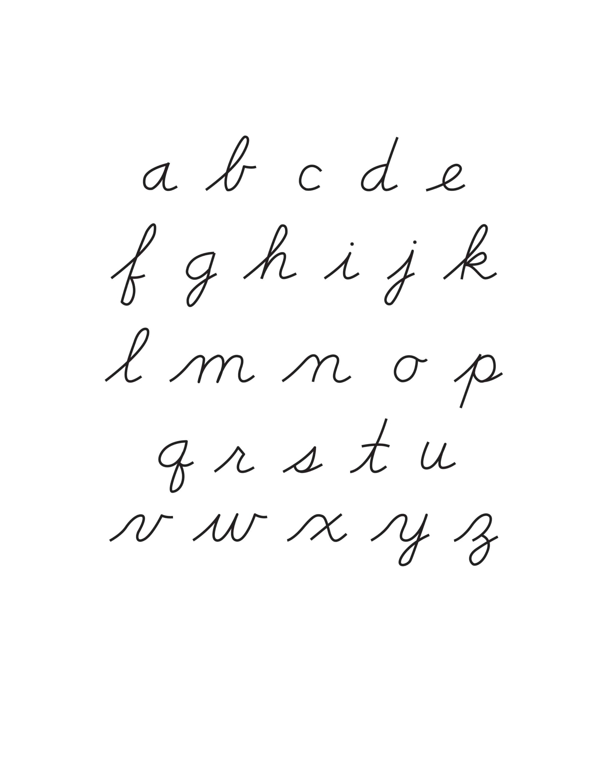 Free Printable Lowercase Cursive Alphabet