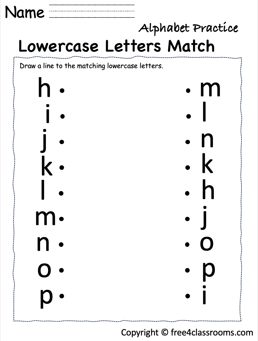 Matching Alphabet Worksheets For Kindergarten