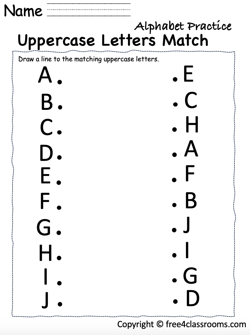 Pre Kindergarten Alphabet Worksheets