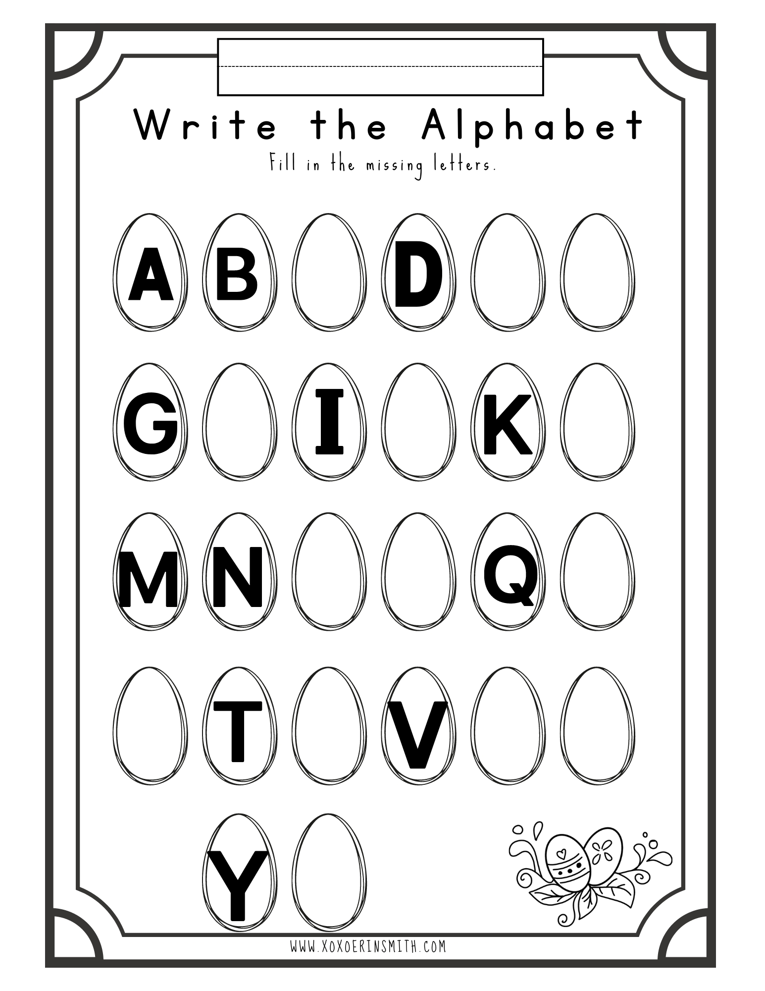 Easter Alphabet Worksheets