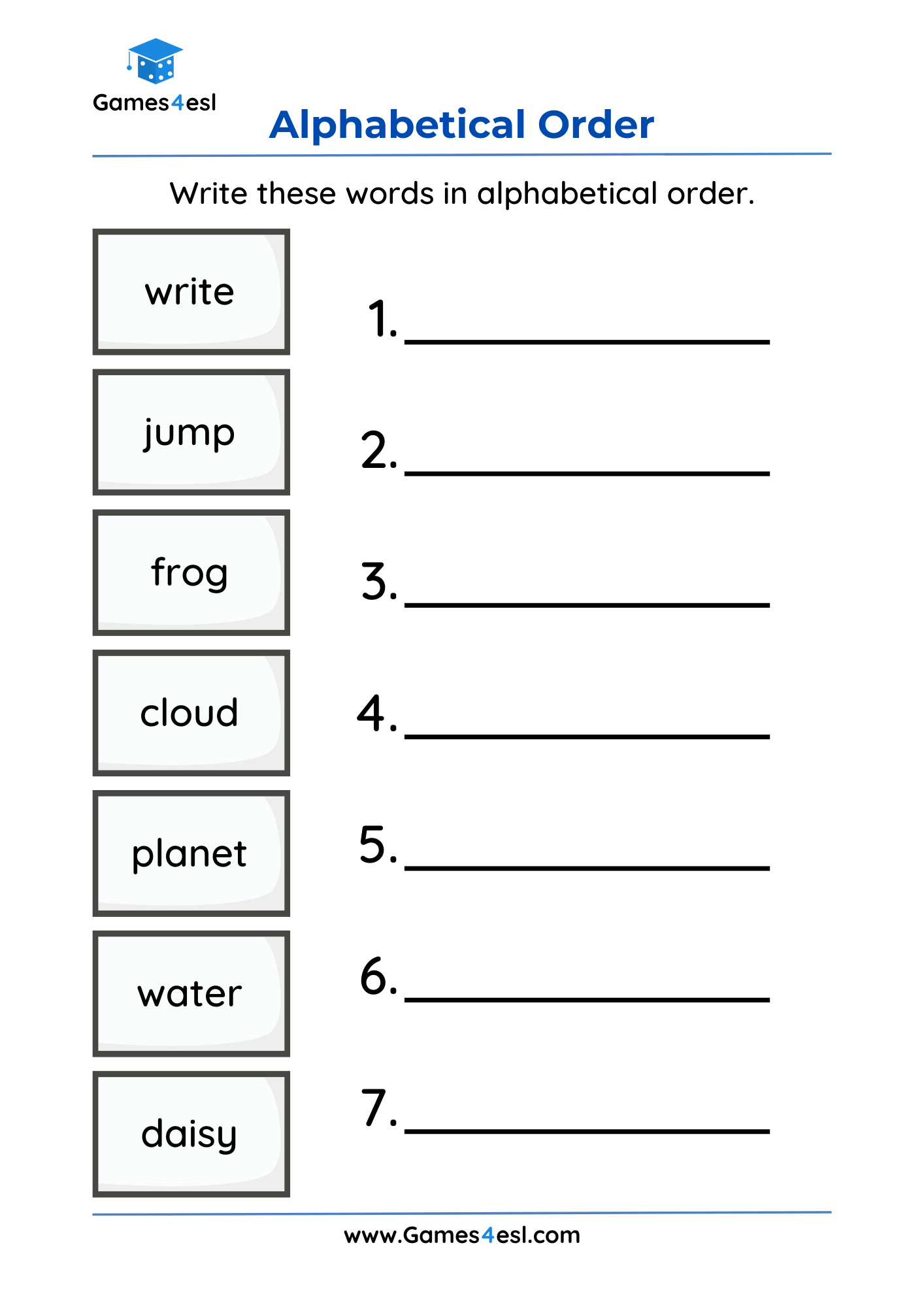 Grade 1 Worksheets Games4esl