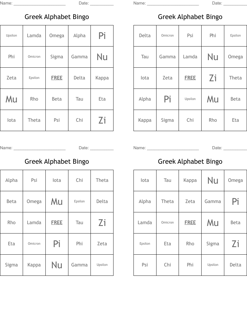 Greek Alphabet Worksheet WordMint