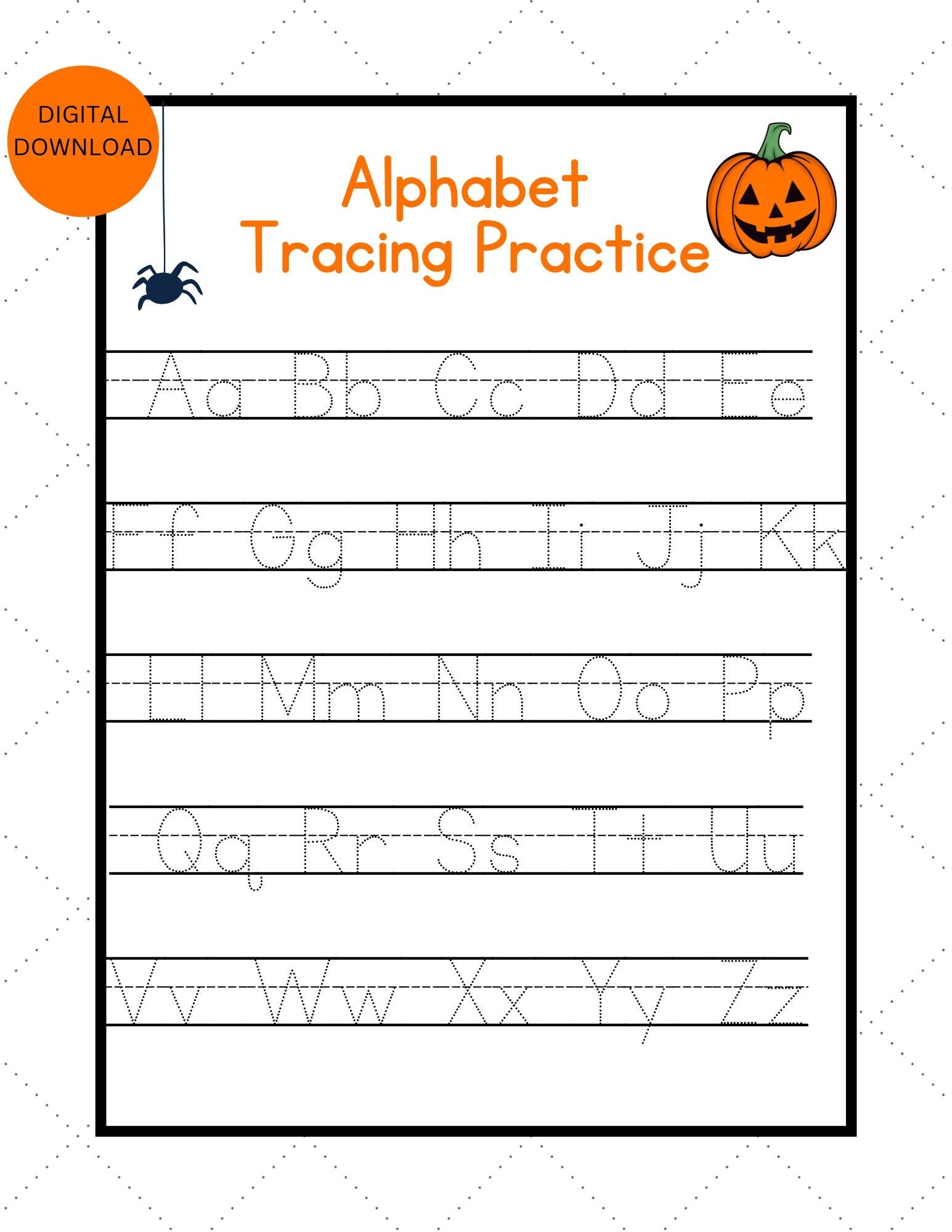 Halloween Alphabet Tracing Worksheets A Z ABC Tracing Worksheet 
