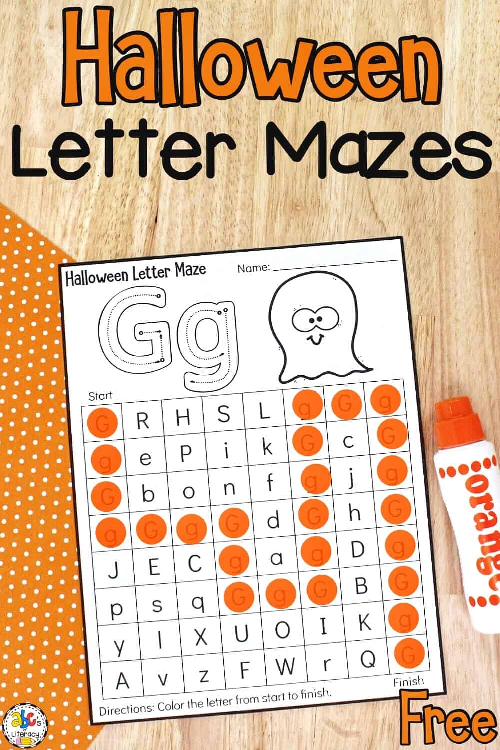 Halloween Letter Maze Preschool Worksheets