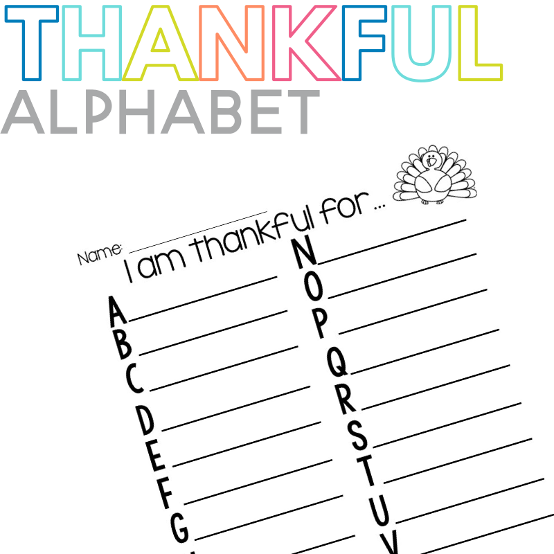 I Am Thankful Alphabet Thanksgiving Writing Sarah Chesworth