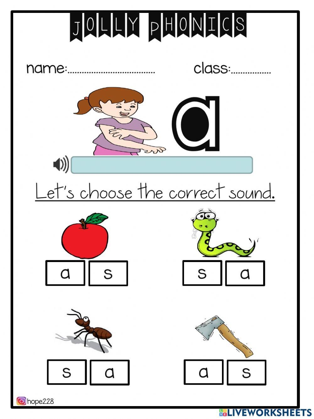 Jolly Phonics A Worksheet Live Worksheets Worksheets Library