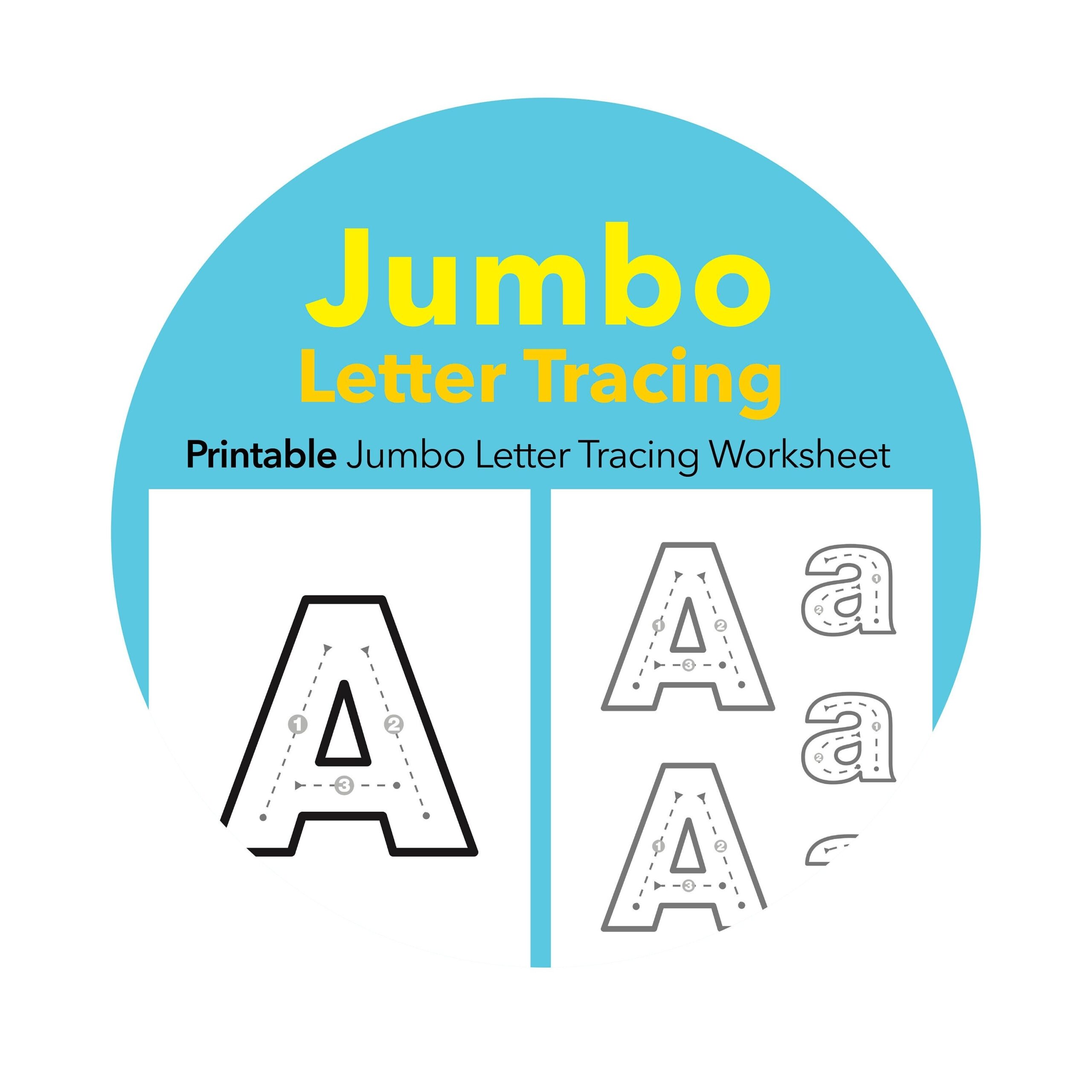 JUMBO Letter Tracing Worksheet Big Alphabet Worksheet A4 Letter 