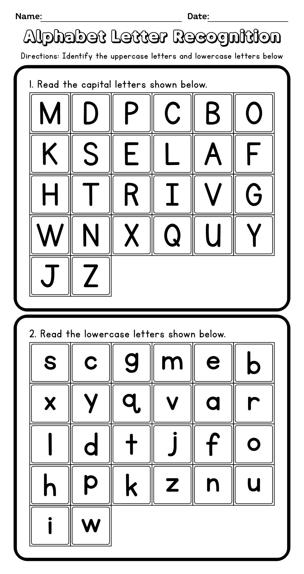 Alphabet Games Preschool Printable