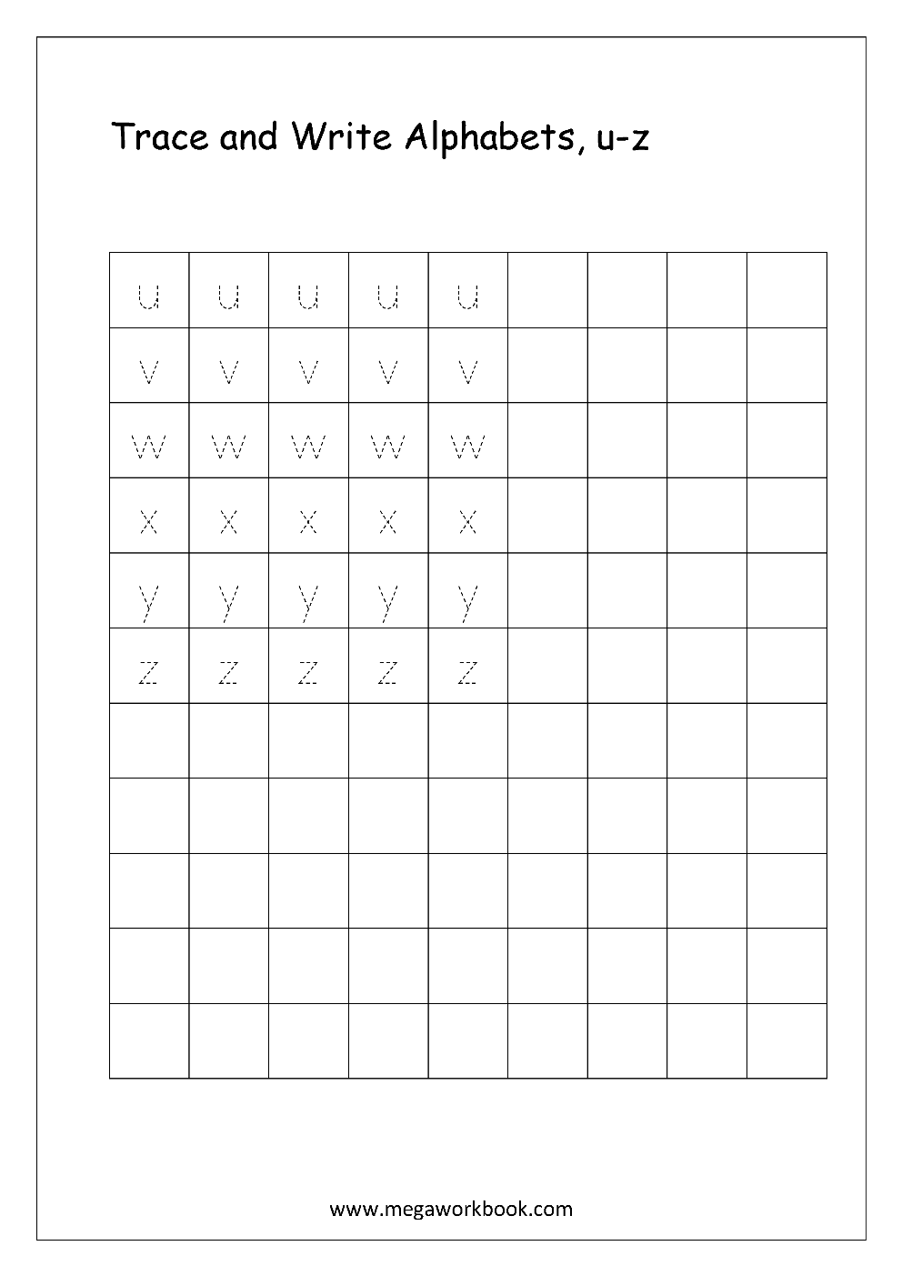 Kindergarten Alphabet Writing Worksheets