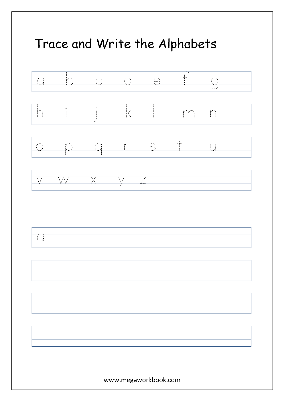 Kindergarten Alphabet Worksheets Free Printable Alphabet Worksheets Alphabet Writing Worksheets Small Letters Lowercase MegaWorkbook
