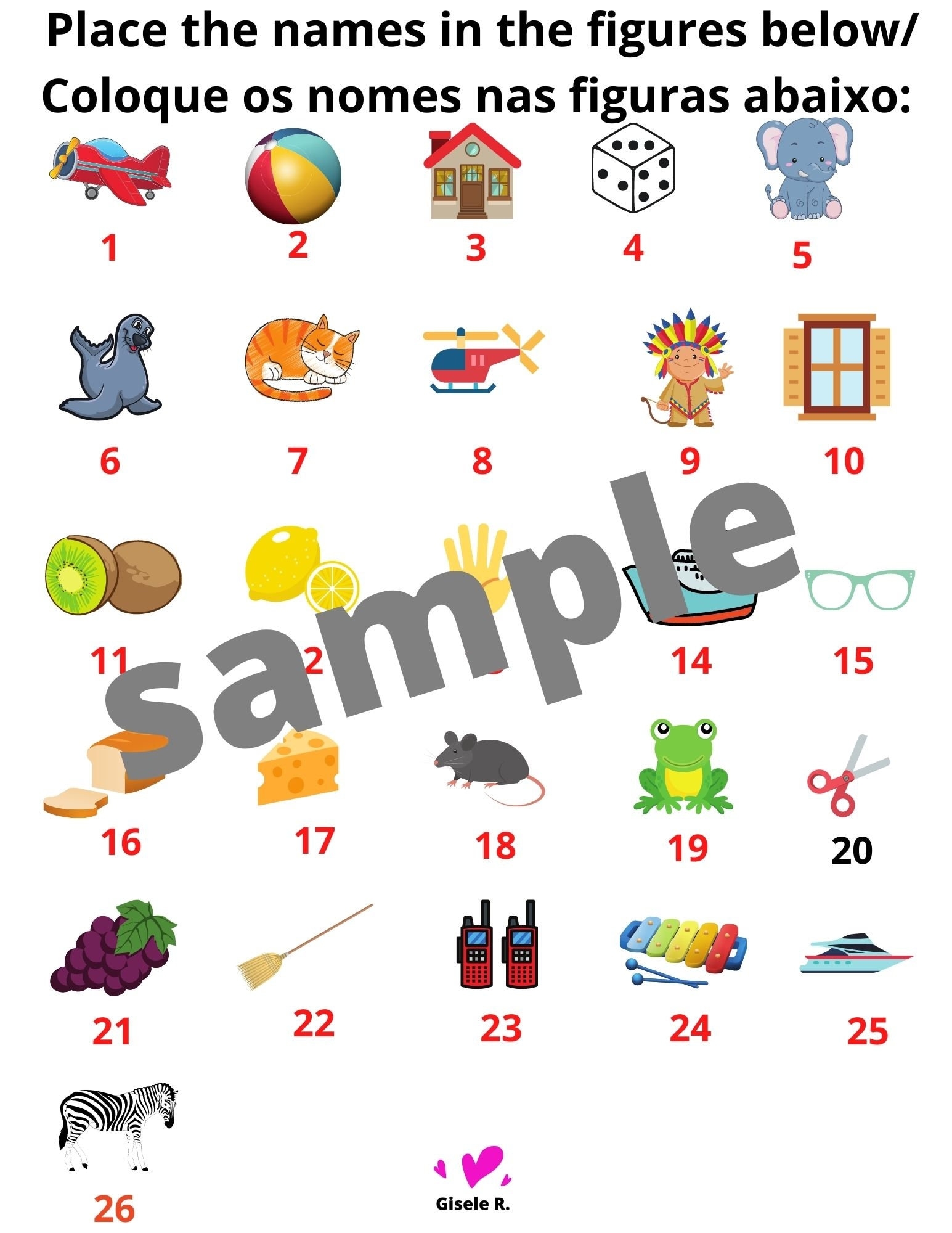 Learn Brazilian Portuguese Kids Alphabet Game II PDF Digital Downloadable Printable Etsy