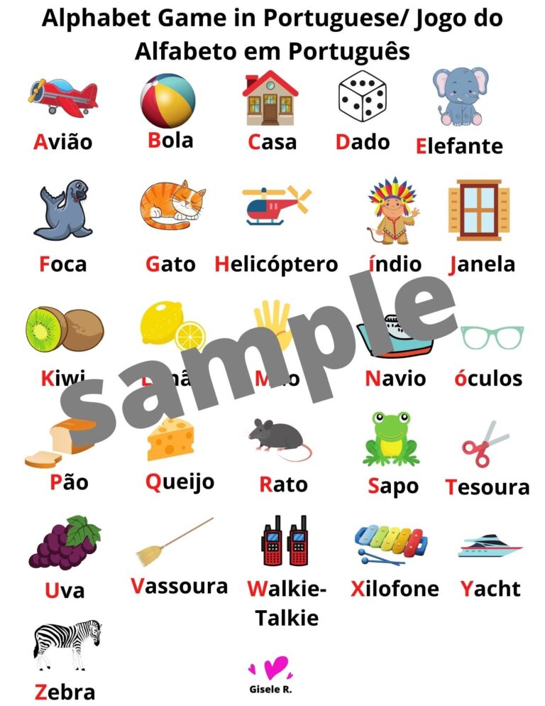 Learn Brazilian Portuguese Kids Alphabet Game II PDF Digital Downloadable Printable Etsy