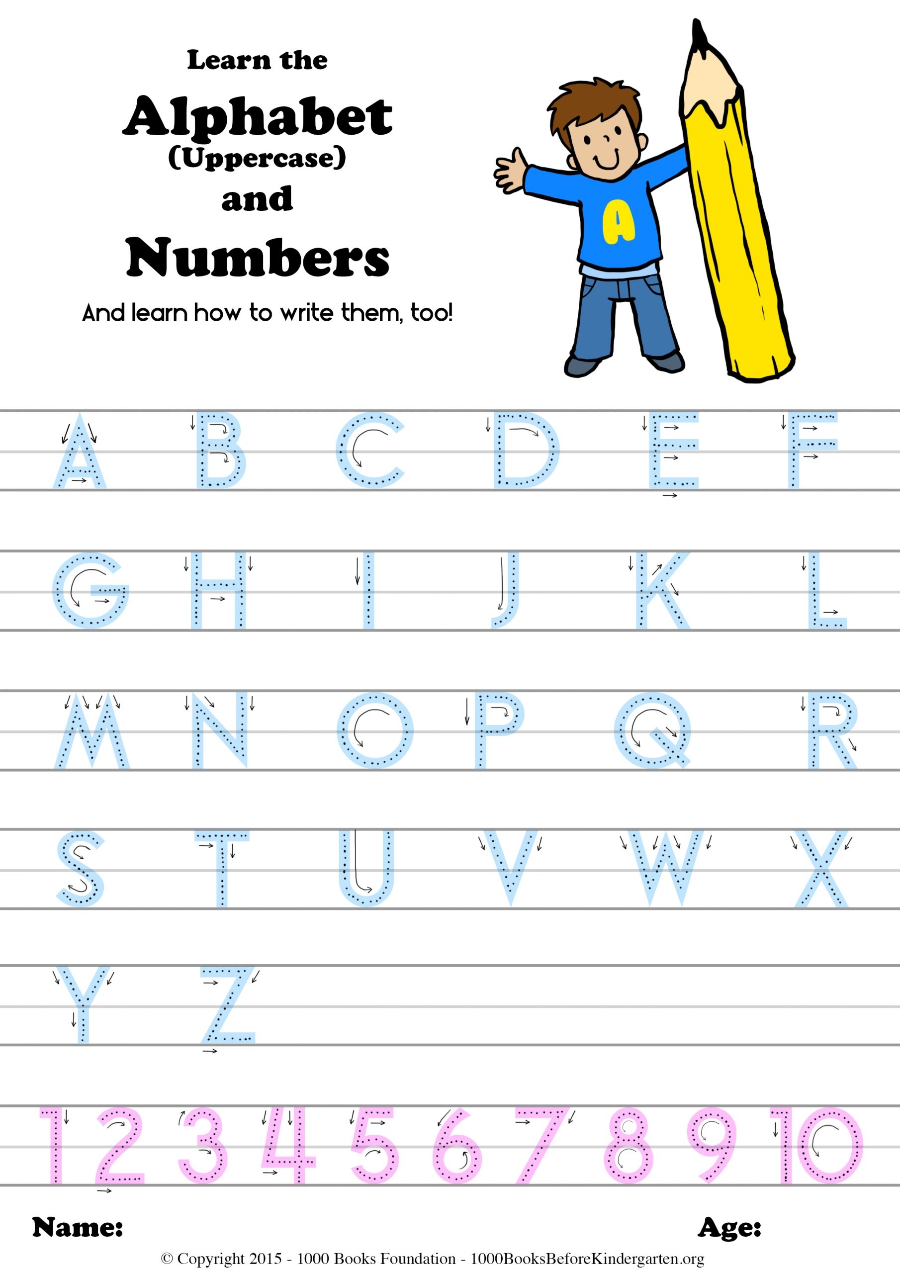 Learn The Alphabet U0026 Numbers and How To Write Them Too 1000 Worksheets Library