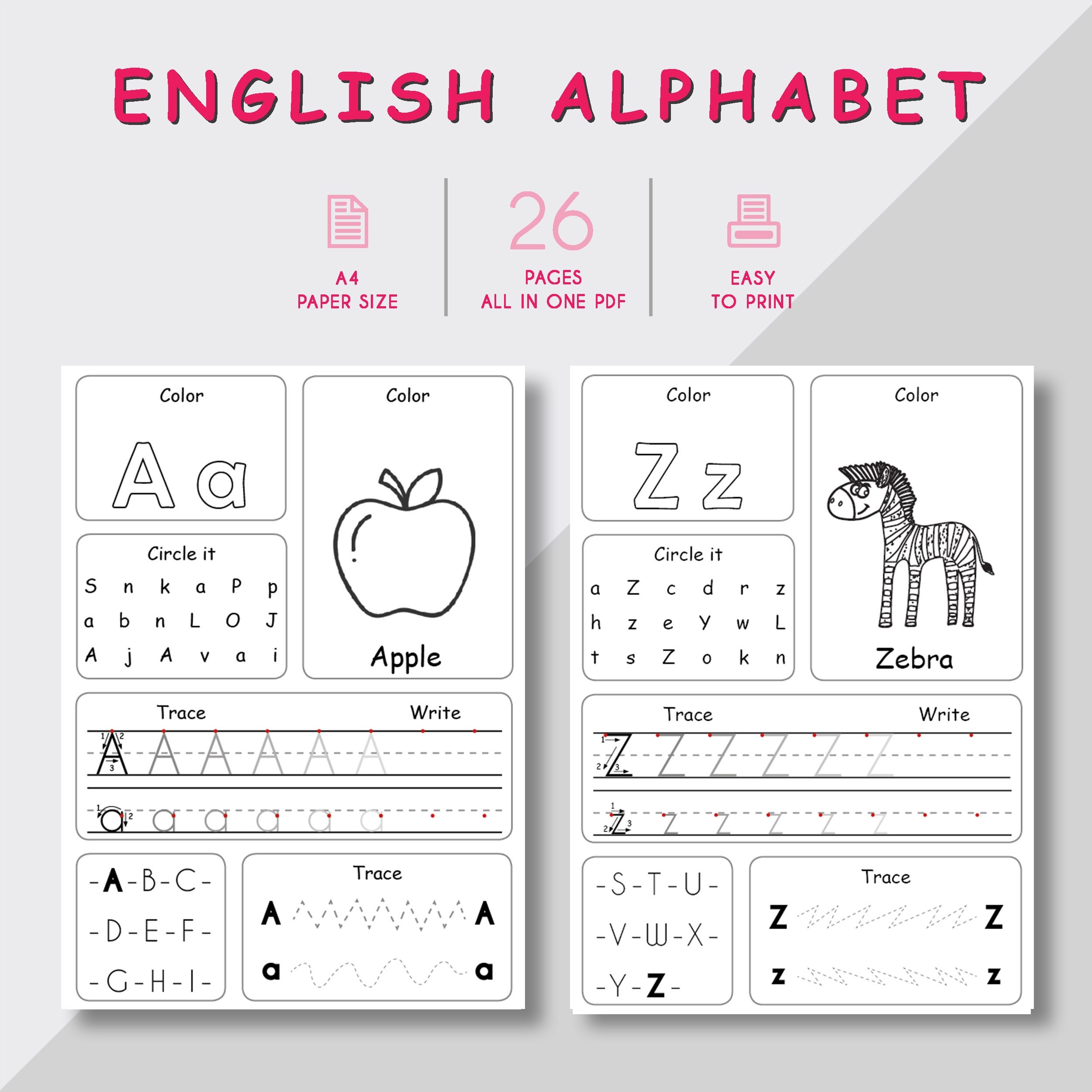 Learning Alphabet Printable Worksheets For Kids Kindergarten 