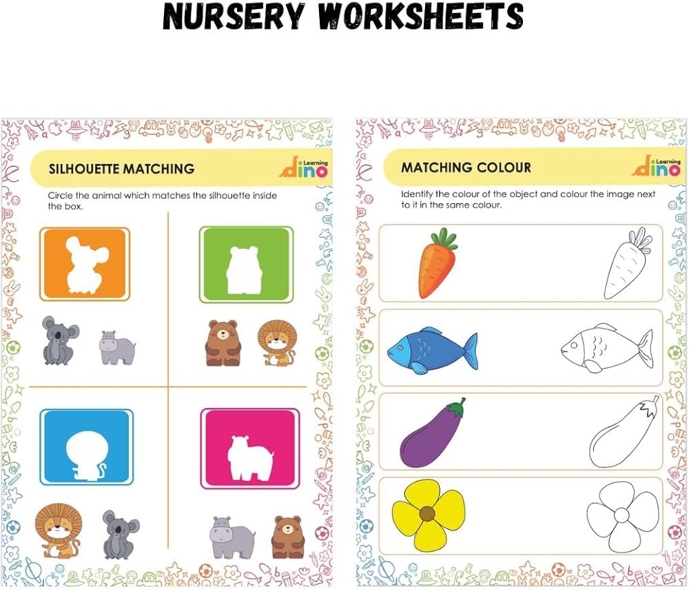 Learning Dino Nursery Activity Worksheets For Kids DIY Alphabet Puzzle Sticker Sheet English Maths Logical Reasoning Lifeskills For 3 To 5 Years Old Kids Learning Dino Amazon in Books