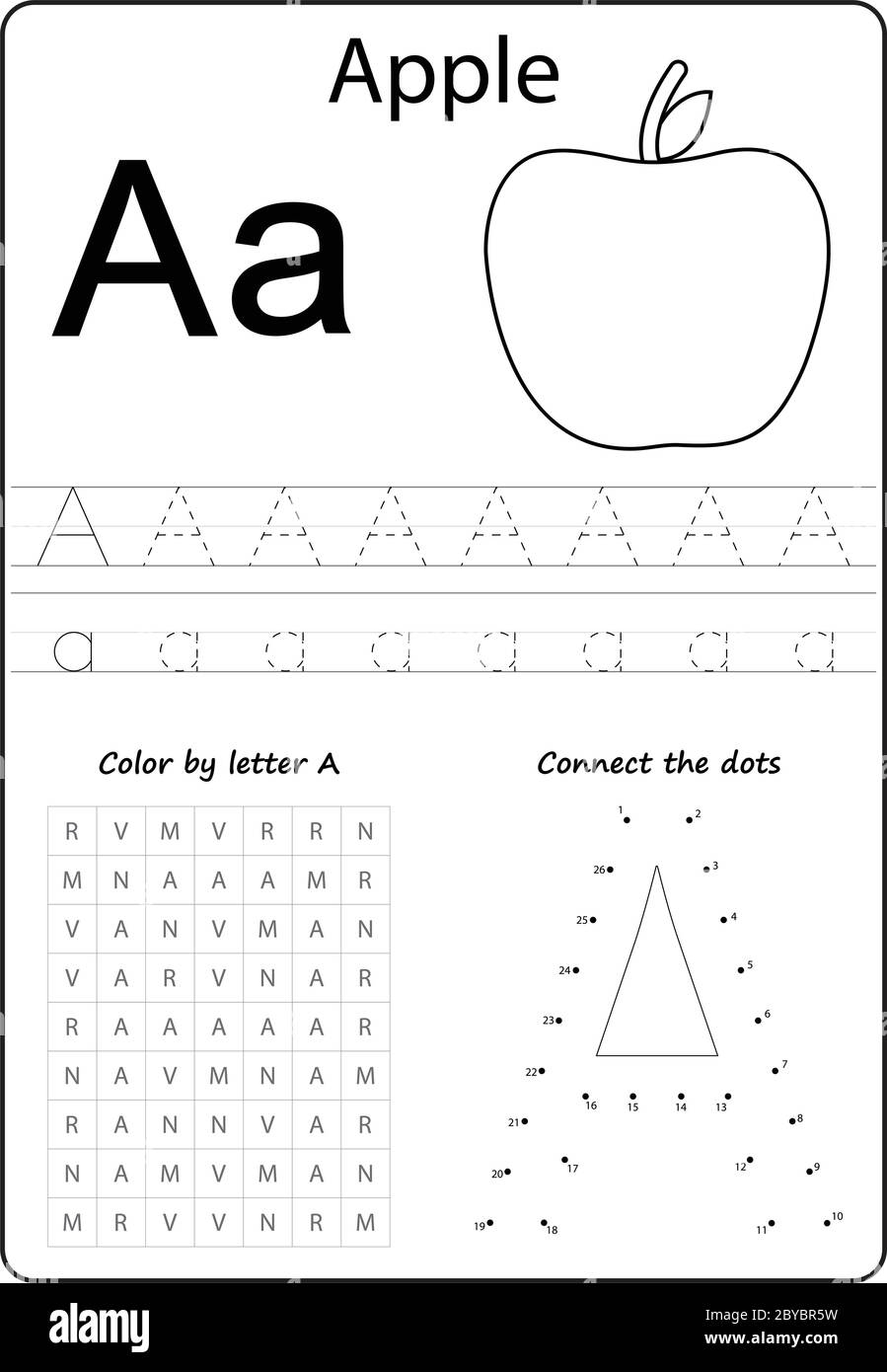 Letter A Alphabet Letter Worksheet Task For Kids Learning 
