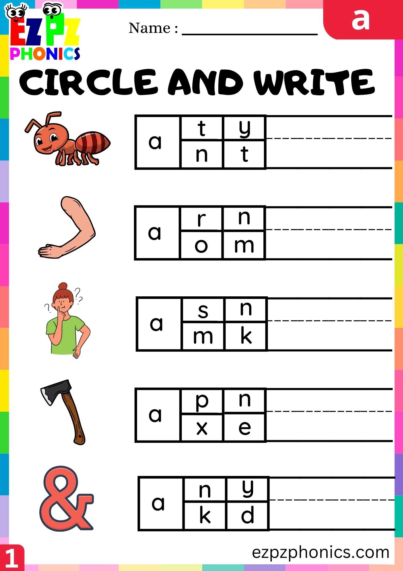 Letter A Circle And Write Beginning Sounds Worksheet Ezpzphonics