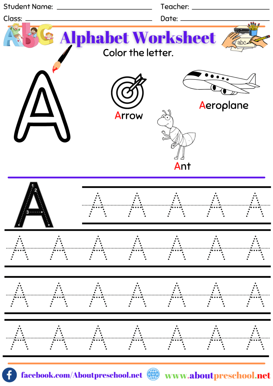 Letter A Worksheet About Preschool