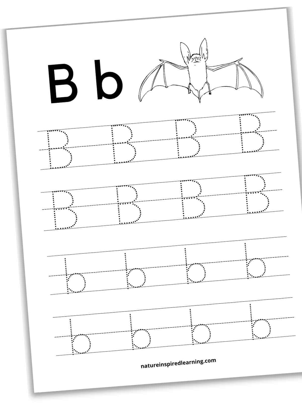 Letter B Tracing Worksheets Printable Nature Inspired Learning