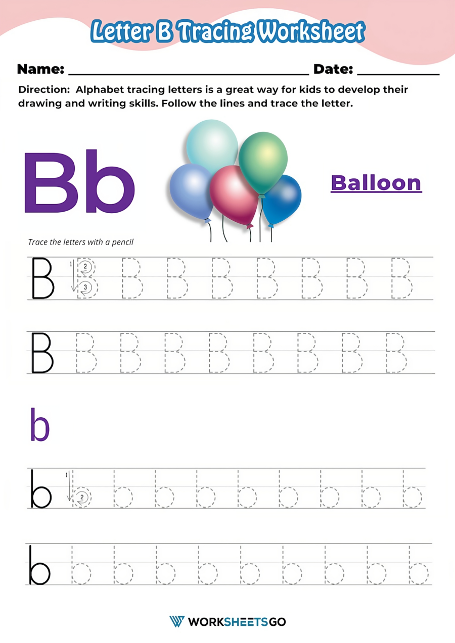 Alphabet B Tracing Worksheet