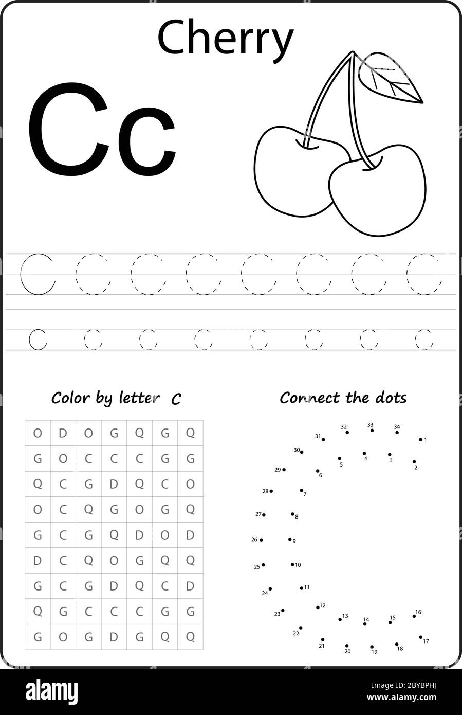 Letter C Alphabet Letter Worksheet Task For Kids Learning 
