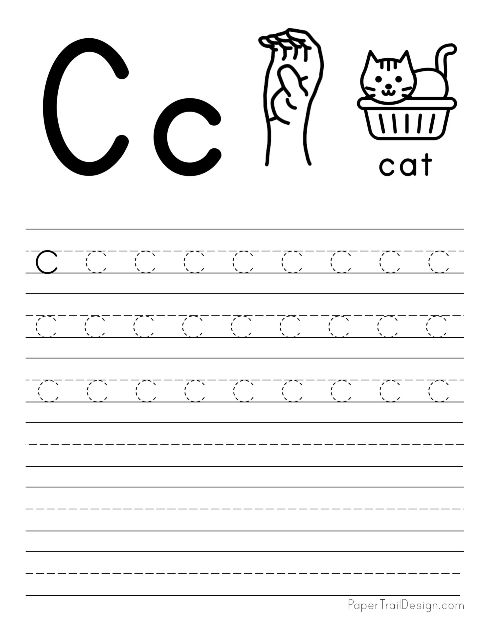 Letter C Tracing Practice Worksheet Set Learning Alphabet Worksheets Library