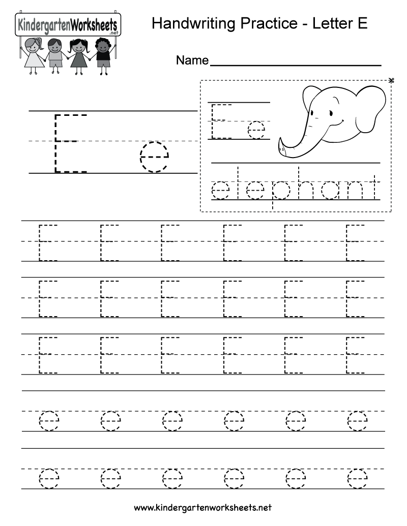 Alphabet Letter E Worksheet