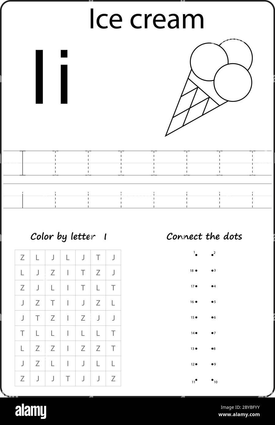 Letter I Alphabet Letter Worksheet Task For Kids Learning Letters Stock Vector Image U0026 Art Alamy