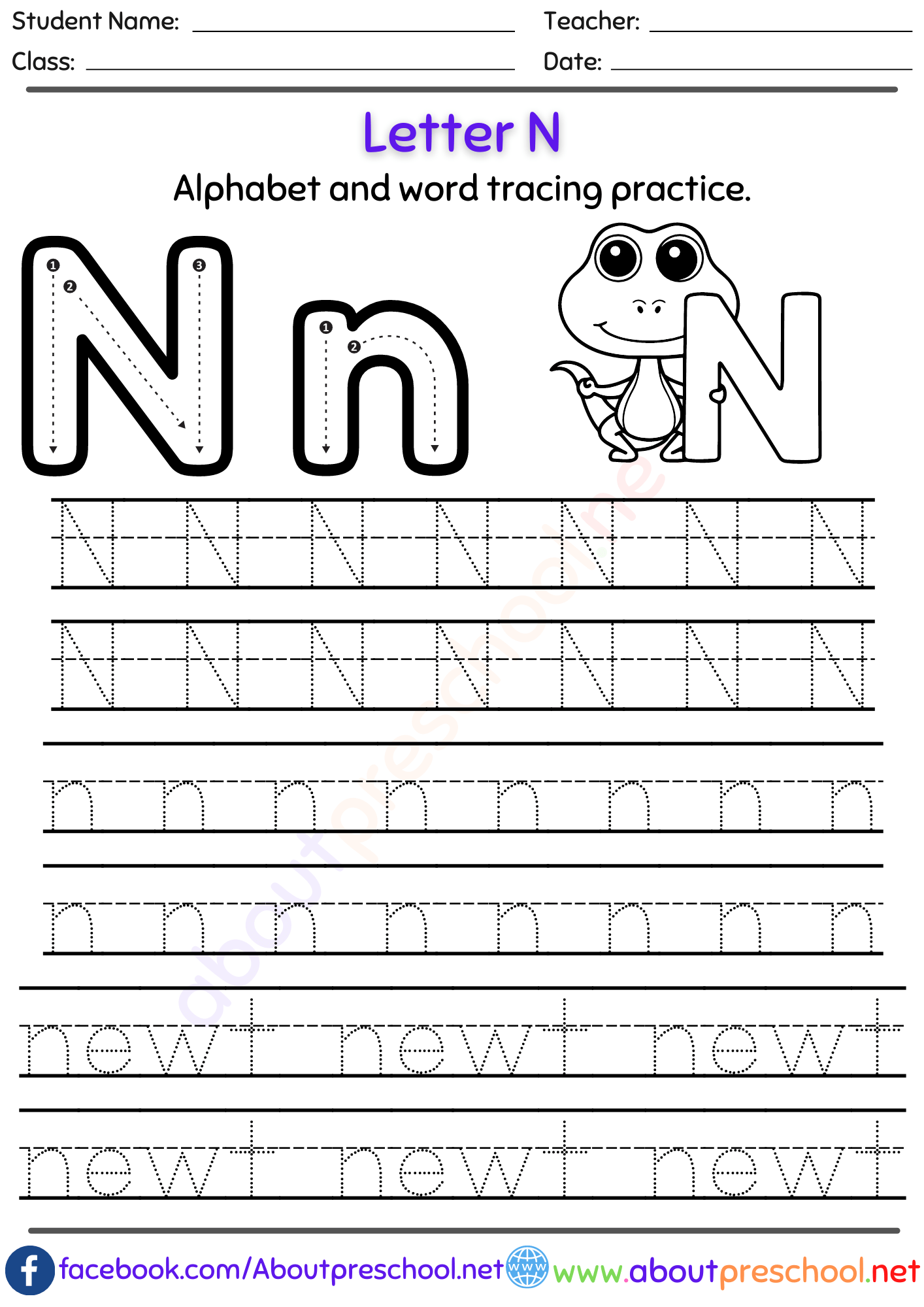 Word Alphabet Tracing Worksheet