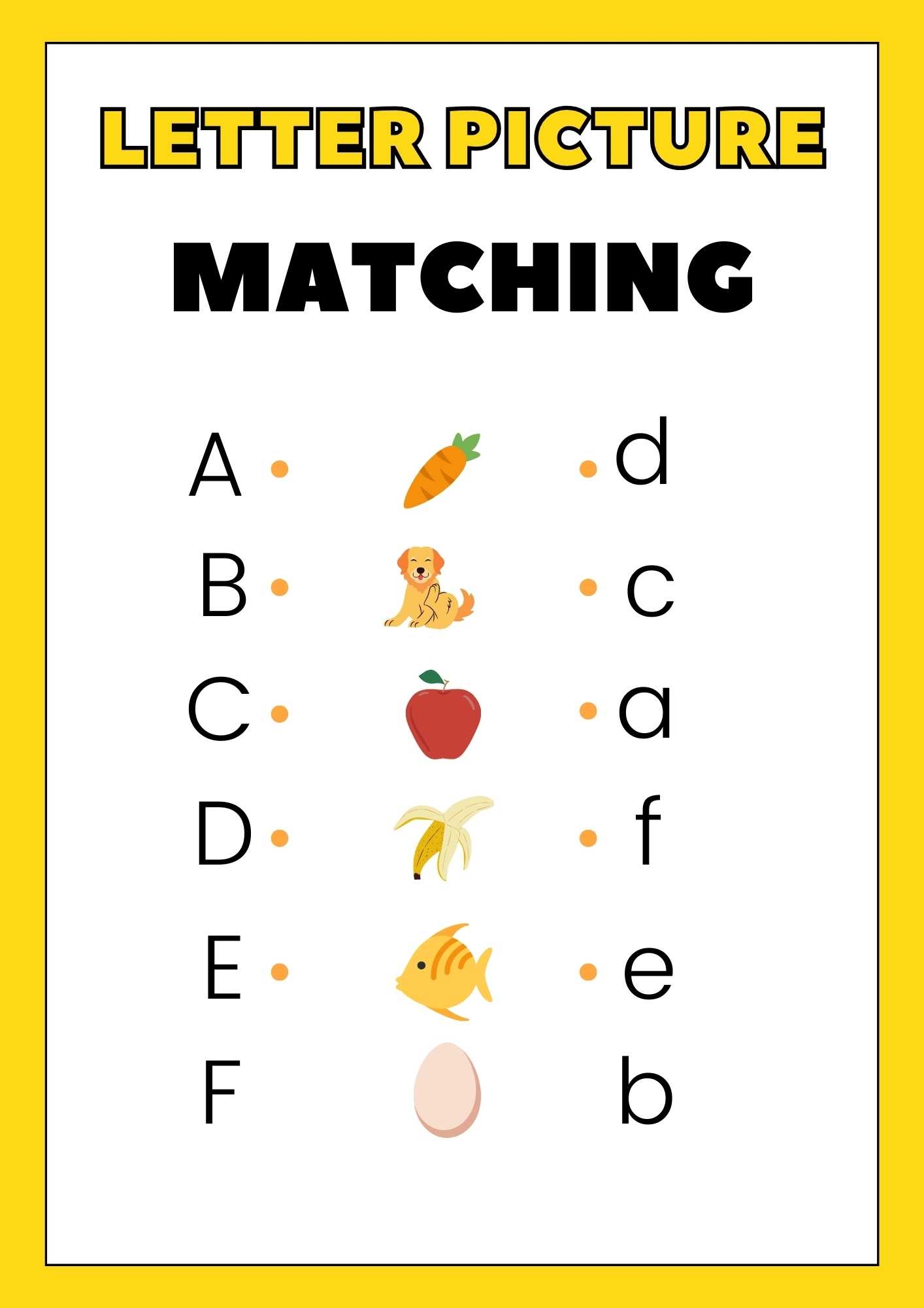 Alphabet And Picture Matching Worksheets