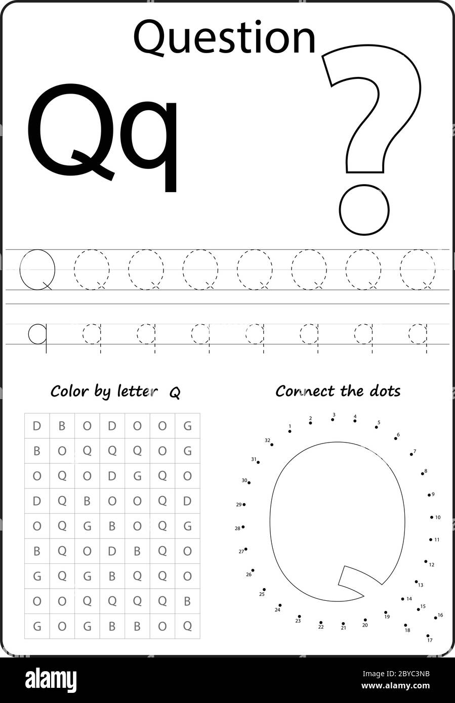 Letter Q Alphabet Letter Worksheet Task For Kids Learning Letters Stock Vector Image U0026 Art Alamy