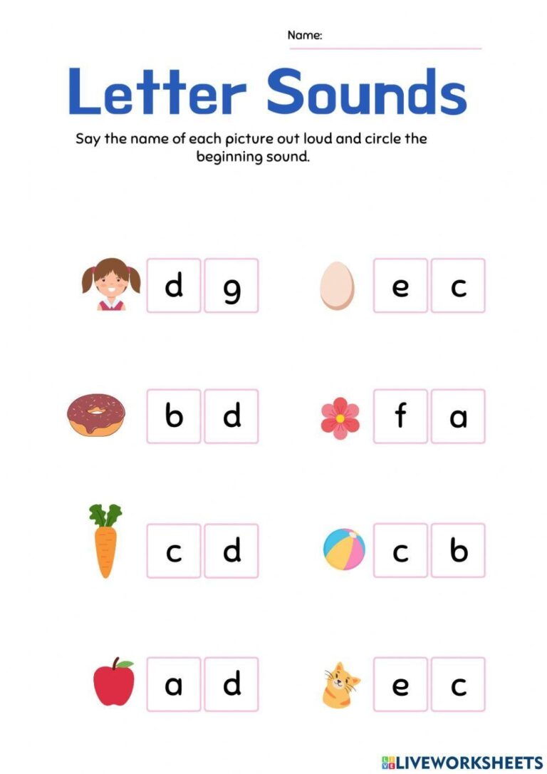 Letter Sounds Exercise For Preschool Live Worksheets Worksheets Library