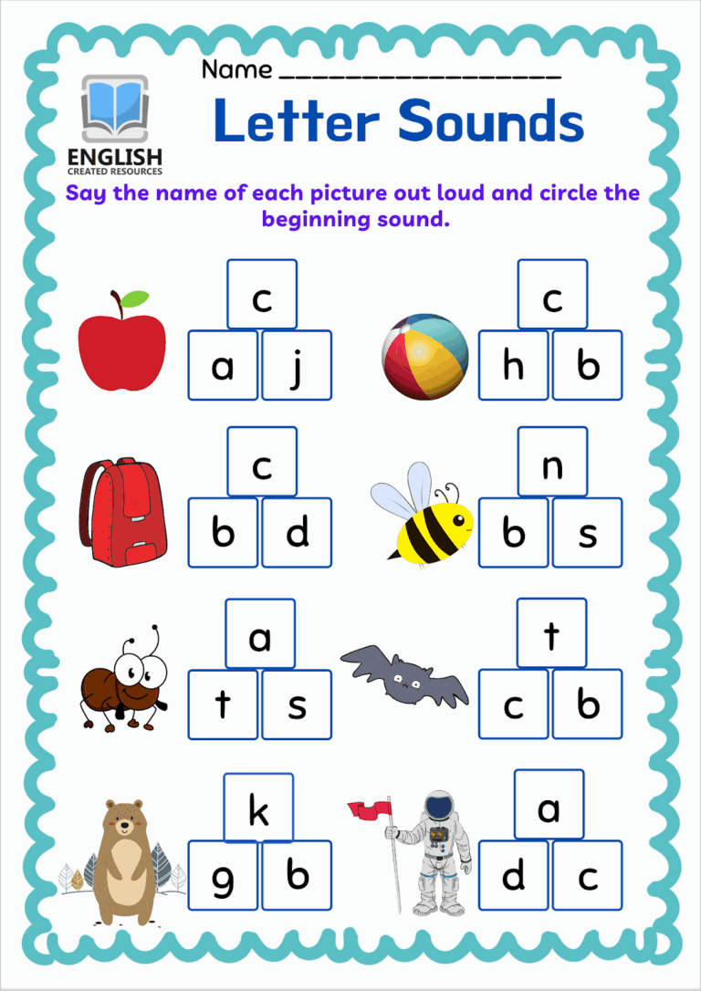 Letter Sounds Worksheets English Created Resources