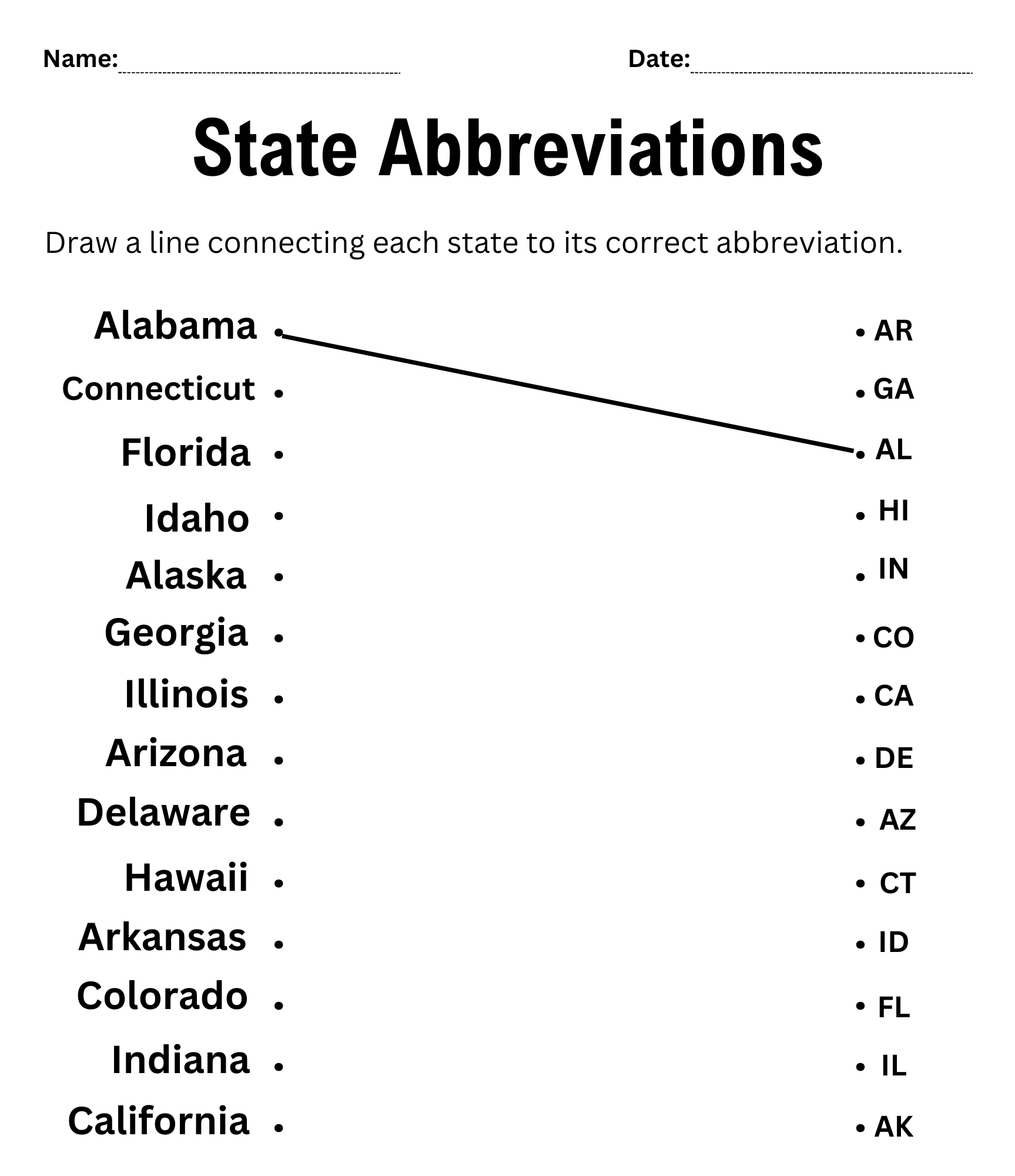 List Of Us State Abbreviations Worksheet State Abbreviation Matching Sheets Made By Teachers