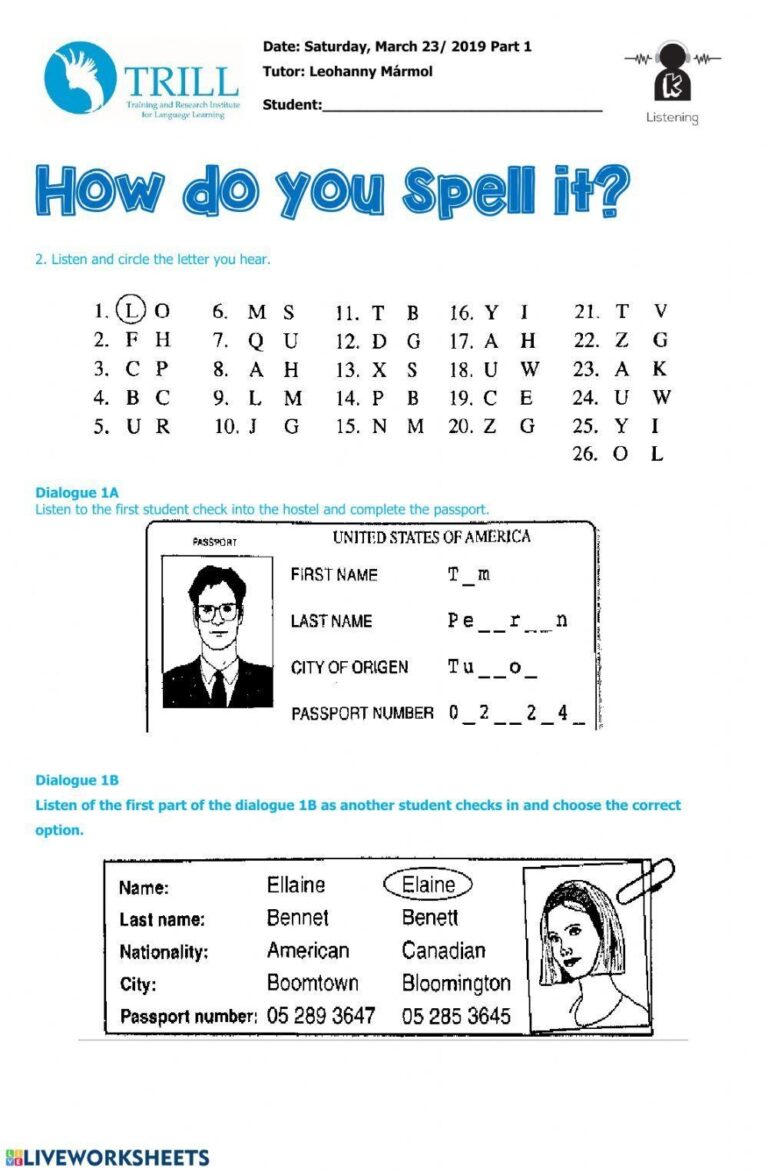 Listening Spelling Alphabet Worksheet Live Worksheets Worksheets Library