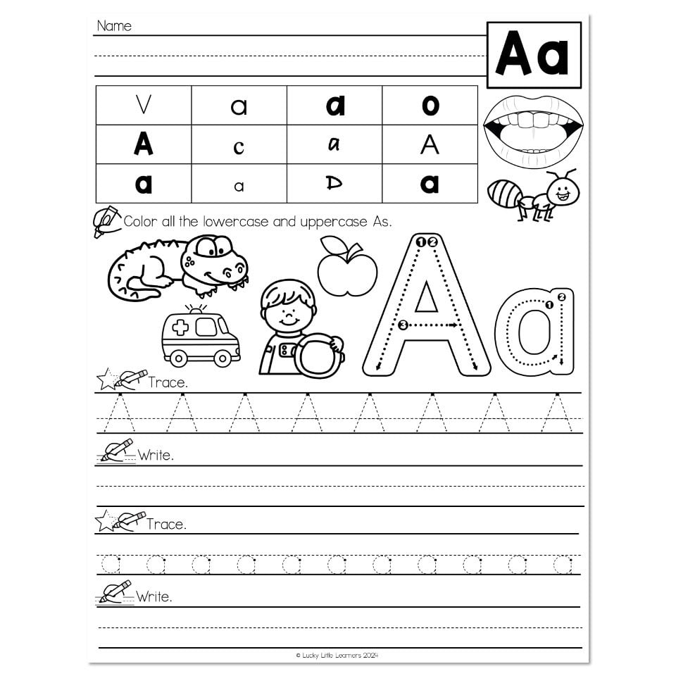 Lucky To Learn Phonics Alphabet Letter A Worksheet Lucky Little Learners