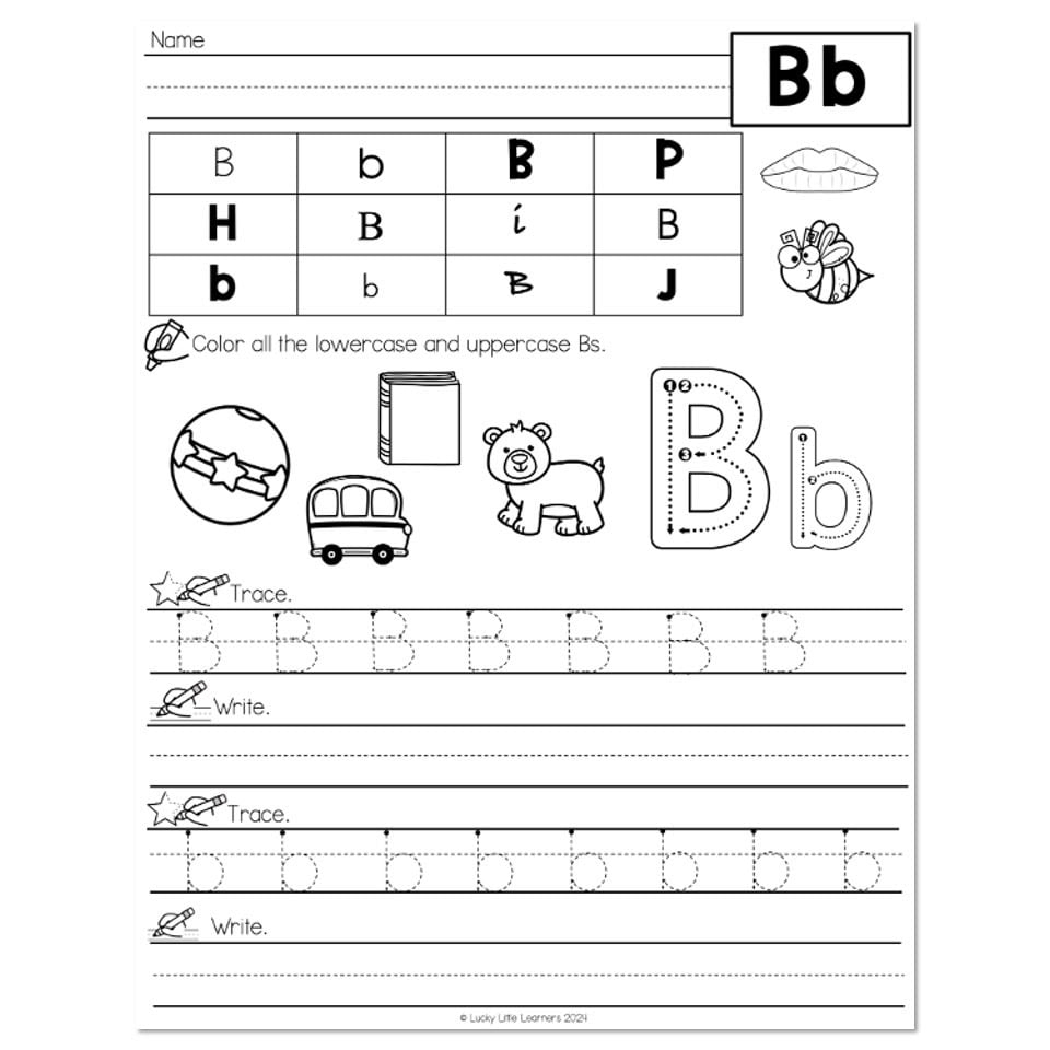 Lucky To Learn Phonics Alphabet Letter B Worksheet Lucky 