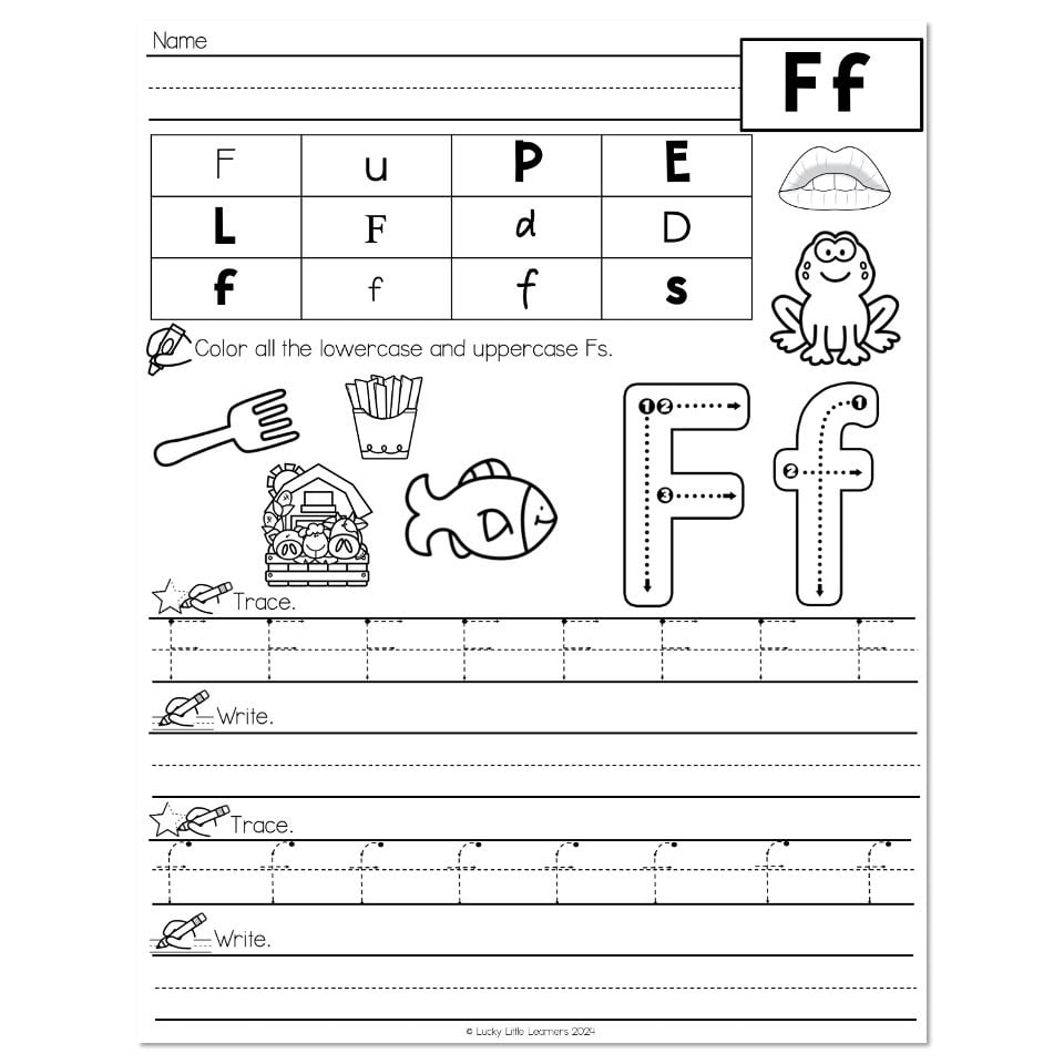 Lucky To Learn Phonics Alphabet Letter F Worksheet Lucky 