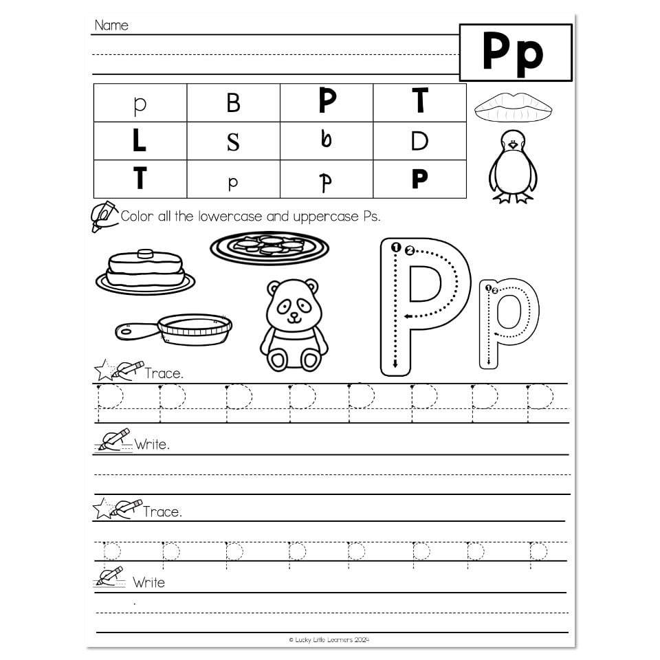 P Alphabet Worksheet