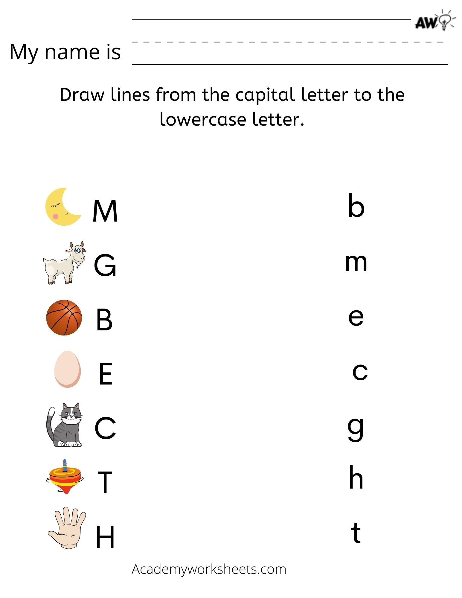 Match Uppercase And Lowercase Letters Academy Worksheets