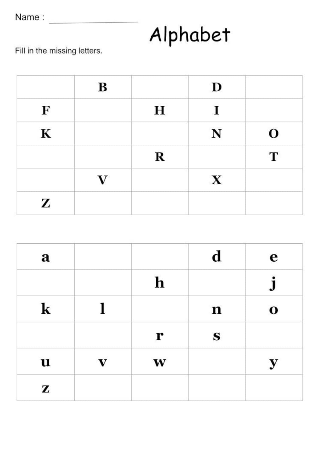 Missing Alphabet Letters Worksheet Digital Printable Etsy