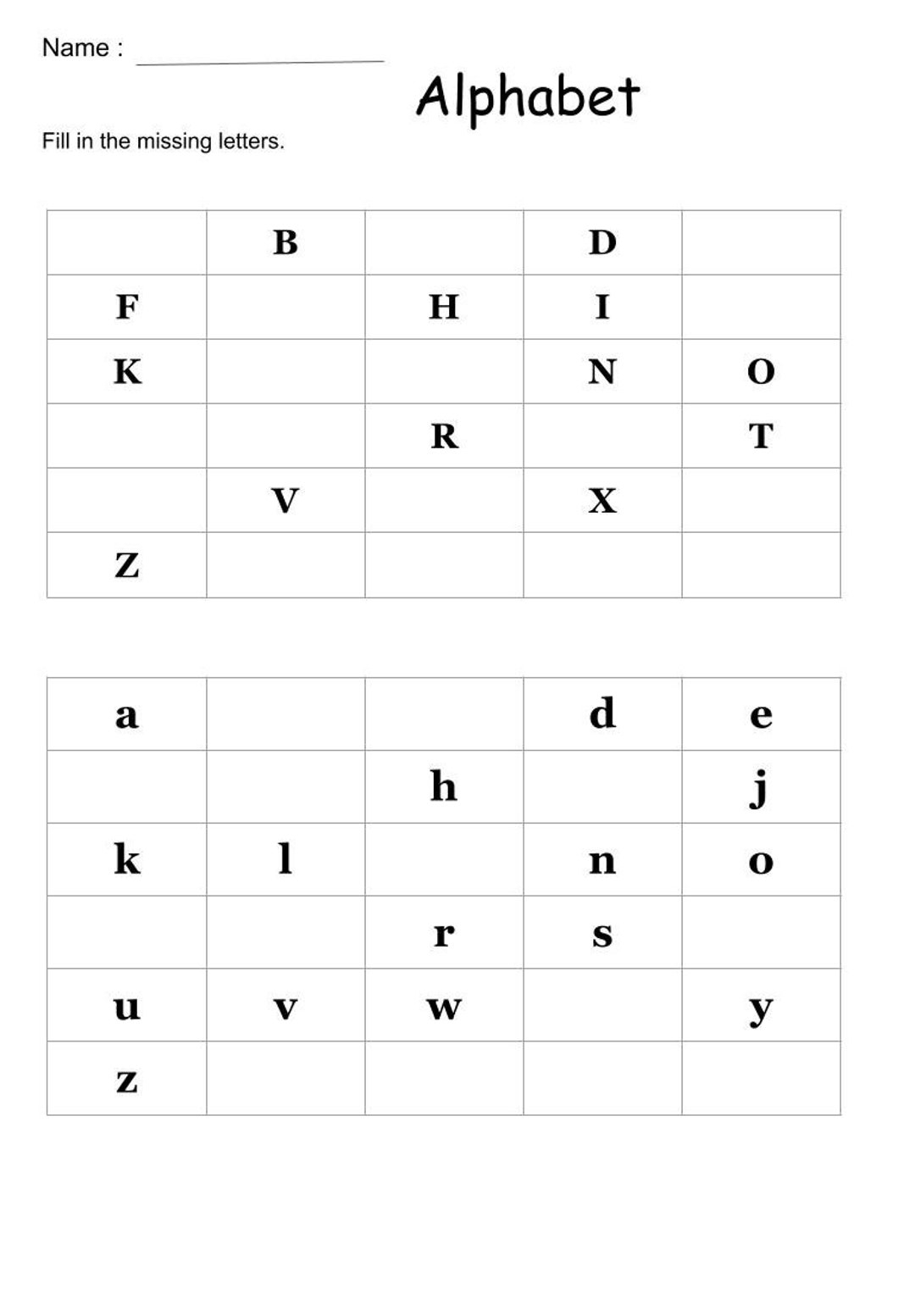 Missing Alphabet Letters Worksheet Digital Printable Etsy