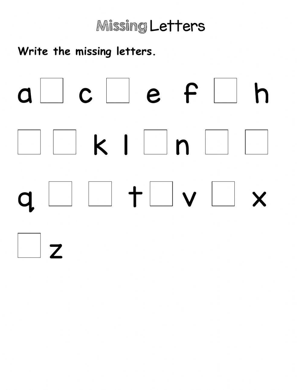 Missing Letters Exercise For Kindergarten Live Worksheets Worksheets Library